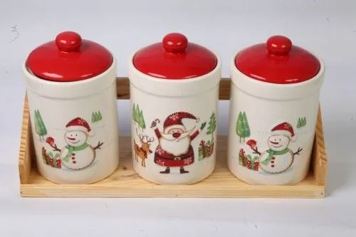 Végkiárusítás Karácsonyi kerámia, Fűszertartó szett 3x550ml