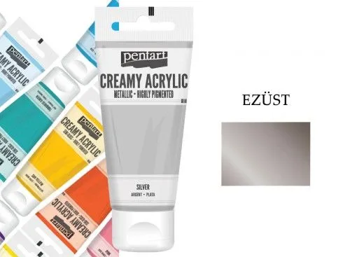 Szuper akció Tubusos akrilfesték, metál, 60ml, Ezüst