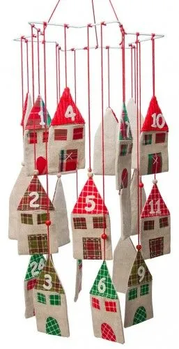 Kiárusítás Adventi kalendárium, textil - Házikók