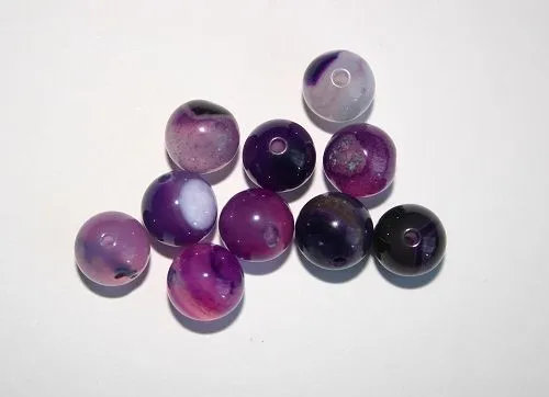 Achát gyöngy, 10mm, 6db/cs, LILA Népszerű