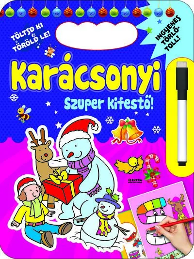Karácsonyi szuper kifestő - Töltsd ki és Töröld le! (lila) Azonnali szállítás