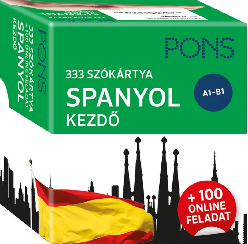 PONS 333 szókártya SPANYOL kezdő + 100 online feladat Olcsó