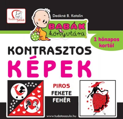 Kontrasztos képek - Piros - fekete - fehér - Babák könyvtára - 1 hónapos kortól Csak ma