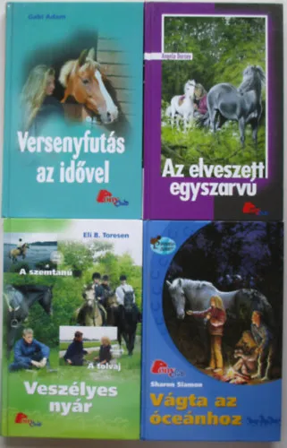 4 db Pony Club könyv (Az elveszett egyszarvú, Versenyfutás az idővel, Vágra az óceánhoz, Veszélyes nyár) Bestseller