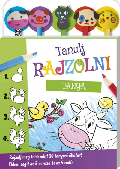 Tanulj rajzolni - Tanya - Rajzolj több mint 30 tanyasi állatot! Ebben segít az 5 ceruza és az 5 radír. Gyors szállítás