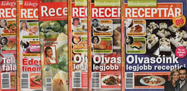 6 db Recepttár füzet: 2001/11. szám, 2012/11. szám, 2013/1-2. szám, 2014/5. szám, 2015/1. szám. Olcsóbb