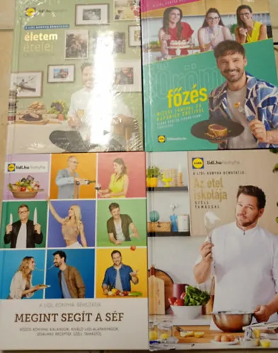 4 db LIDL szakácskönyv: Örömfőzés Mizsei Janival és Kapunics Grétivel, Életem ételei Széll Tamással, Megint segít a séf, Az élet iskolája Széll Tamással Korlátozott ajánlat