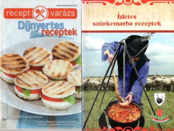 Népszerű 10 db receptfüzet: Ízletes szürkemarha receptek, Díjnyertes receptek, Csupa fehérje és vitamin: Tejtermékek, Teljesen jó dolgok, Házi sütemények, A baromfi konyha ABC-je, ízletes könnyű ételek, Mikrohullámú ételek, Burgonyából ké