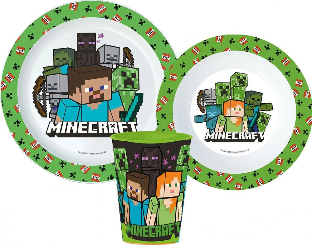 Árcsökkenés Minecraft étkészlet, micro műanyag szett, pohárral 260 ml