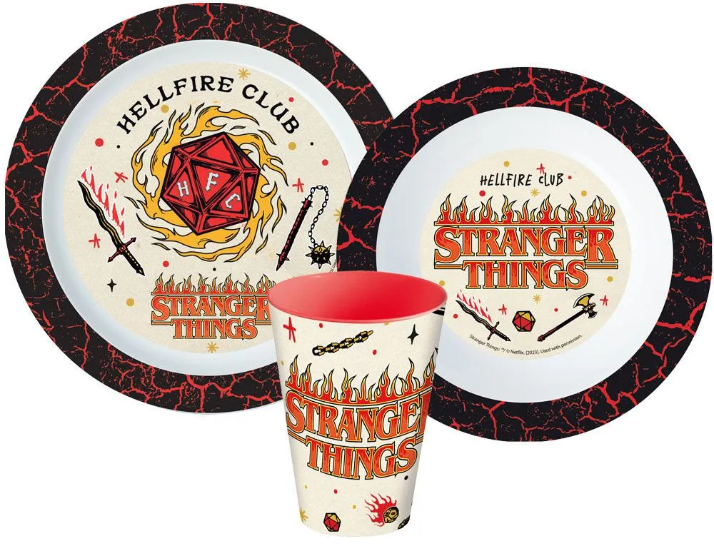 Biztonságos fizetés Stranger Things étkészlet, micro műanyag szett, pohárral 260 ml
