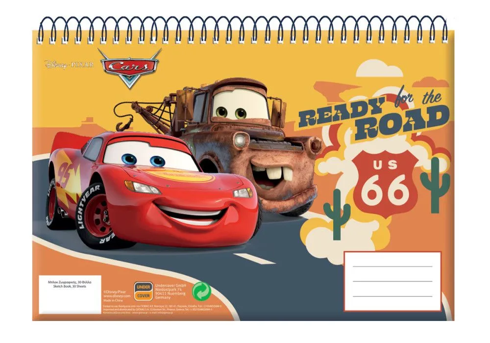 Akciós ár Disney Verdák Road A/4 spirál vázlatfüzet, 30 lapos