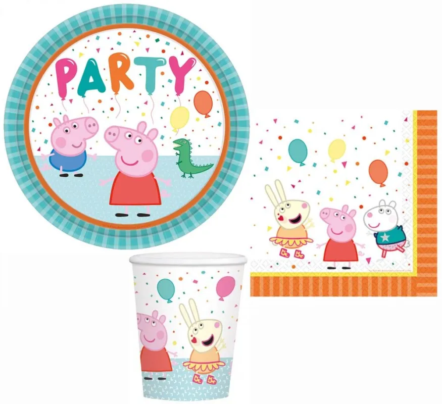 Peppa malac Confetti party szett 32 db-os 23 cm-es tányérral Népszerű