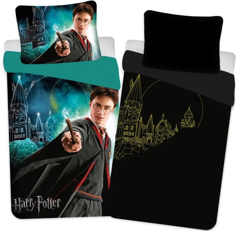 Akció Harry Potter Sötétben világító ágyneműhuzat Castle 140×200cm, 70×90 cm