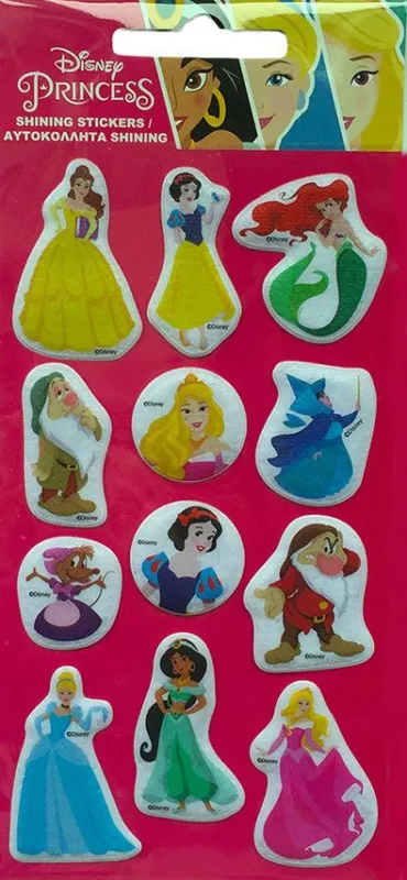 Gyors szállítás Disney Hercegnő Pink csillogó pufi szivacs matrica szett