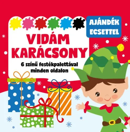 Újdonság Vidám karácsony - 6 színű festékpalettával minden oldalon - ajándék ecsettel