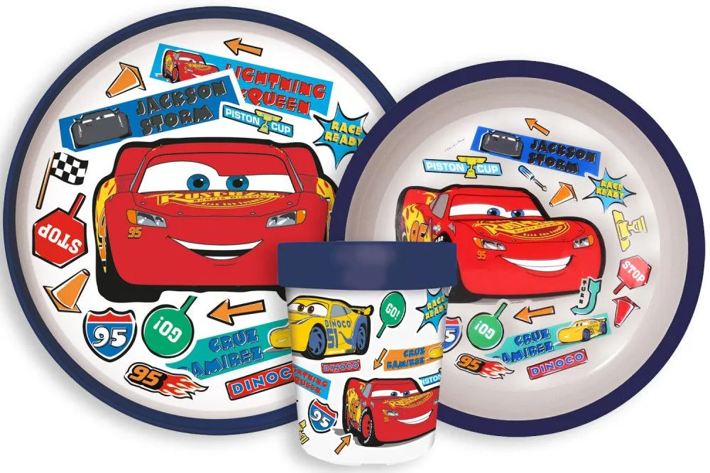Disney Verdák Stickers Go csúszásmentes étkészlet, micro műanyag szett Expressz szállítás