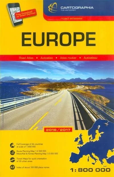 Különleges ajánlat Európa atlasz 1:800 000 2016/2017