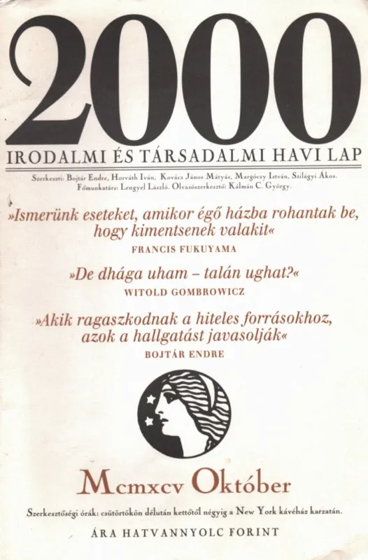 Akció 2000 Irodalmi és Társadalmi havi lap MCMXCV október