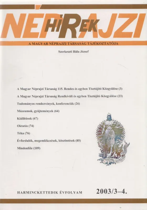 Néprajzi hírek 2003/3-4. Korlátozott ajánlat