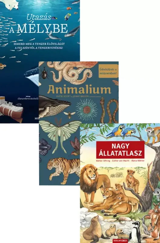 Nagy állatatlasz + Animalium - Üdvözlünk a múzeumban! + Utazás a mélybe - Ismerd meg a tenger élővilágát a felszíntől a tengerfenékig Kiárusítás