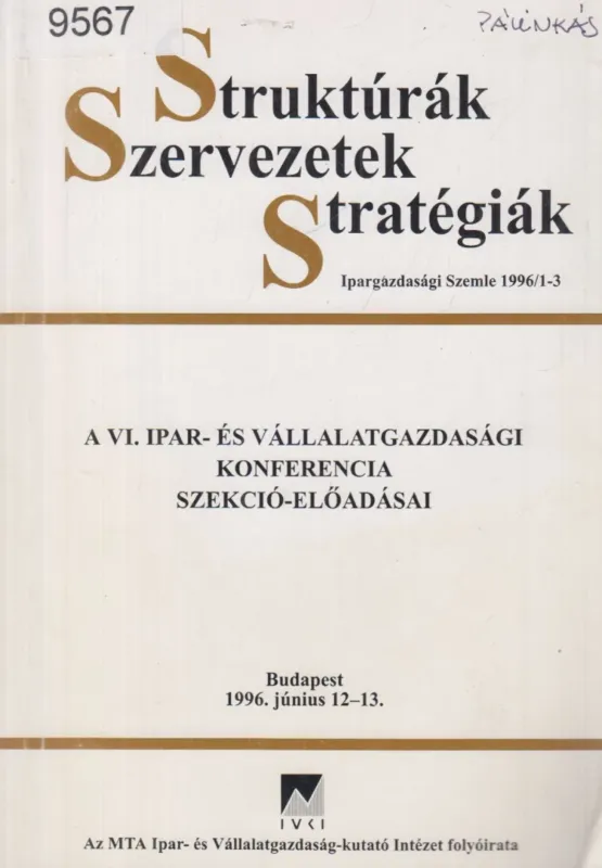 Szuper ajánlat Struktúrák, Szervezetek, Stratégiák 1996/1-3