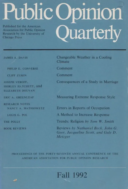 Public Opinion Qaurterly - Fall 1992 Akciós ár