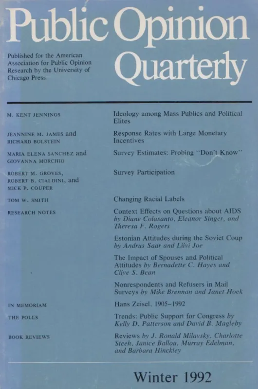 Vásárlói kedvenc Public Opinion Qaurterly - Winter 1992