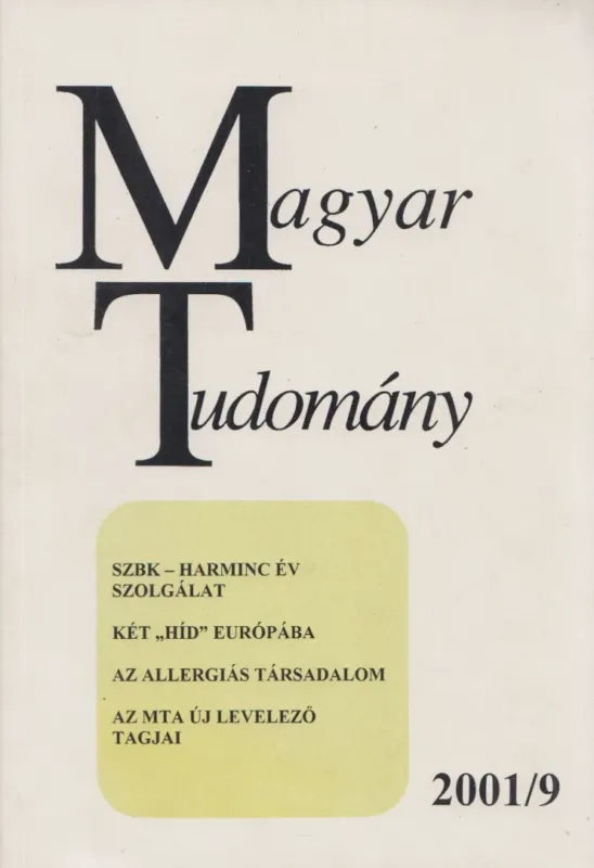 Magyar Tudomány 2001/9 Akció