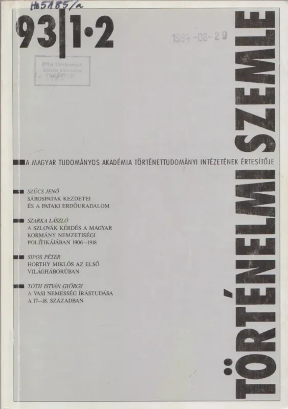 Azonnali szállítás Történelmi Szemle 1993/1-2.