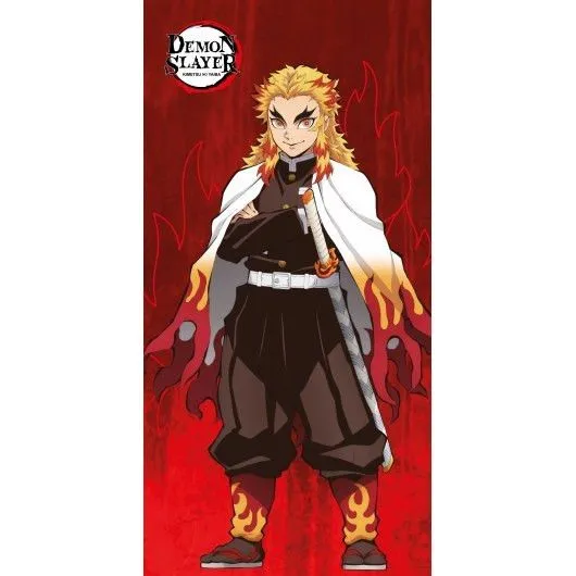 Demon Slayer Rengoku fürdőlepedő, strand törölköző 70x140cm Végkiárusítás