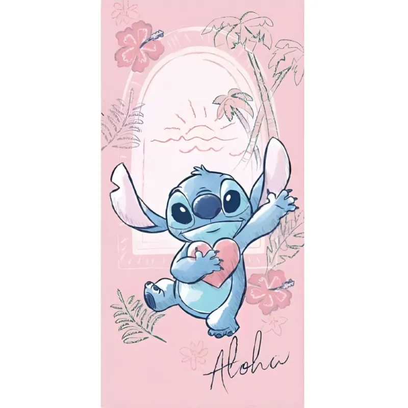 Azonnali szállítás Disney Lilo és Stitch, A csillagkutya Heart fürdőlepedő, strand törölköző 70x140cm (Fast Dry)