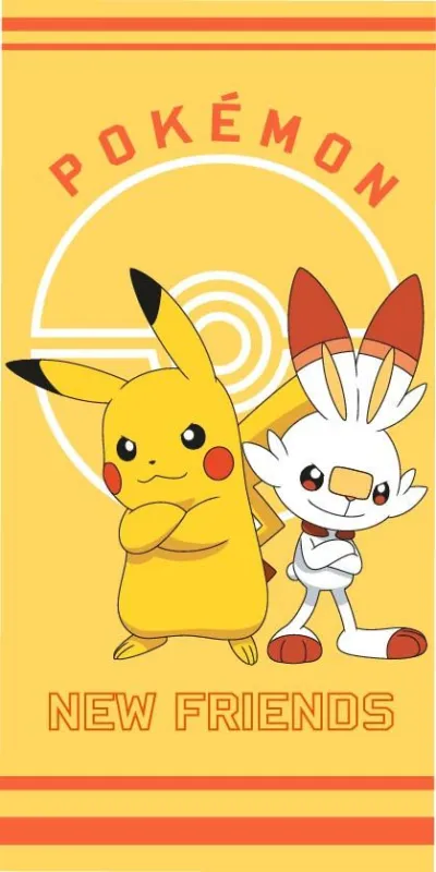 Újdonság Pokémon New Friends fürdőlepedő, strand törölköző 70x140cm