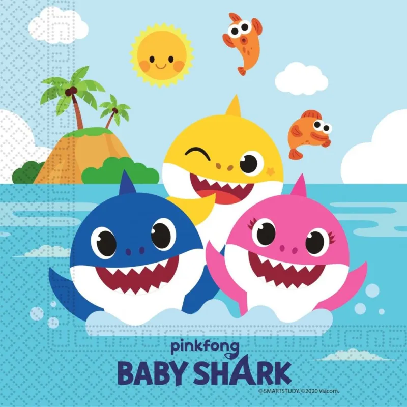 Baby Shark Fun in the Sun szalvéta 20 db-os 33x33 cm Legnépszerűbb