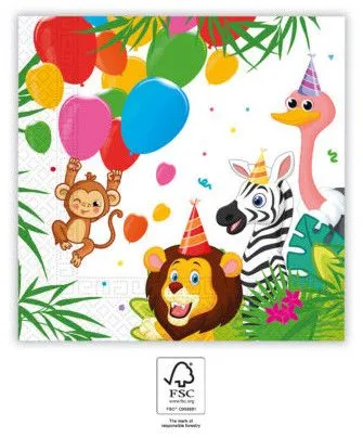 Kihagyhatatlan ajánlat Dzsungel Balloons szalvéta 20 db-os 33x33 cm FSC