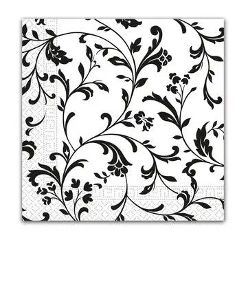 Prémium Fekete mintás Arabesque Black szalvéta 20 db-os 33x33 cm FSC