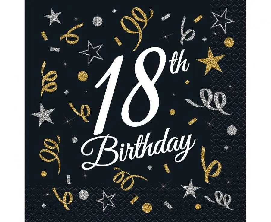 Happy Birthday 18 B&C szalvéta 20 db-os 33x33 cm Olcsóbb