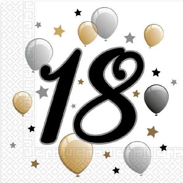 Akciós ár Happy Birthday 18 Milestone szalvéta 20 db-os 33x33 cm