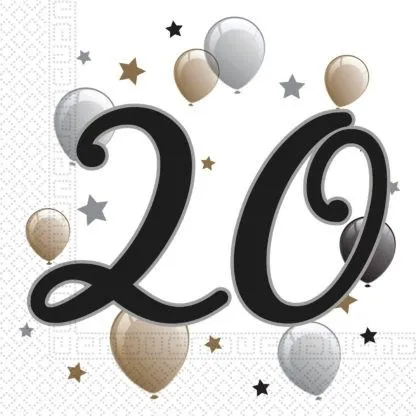 Happy Birthday 20 Milestone szalvéta 20 db-os 33x33 cm Legnépszerűbb