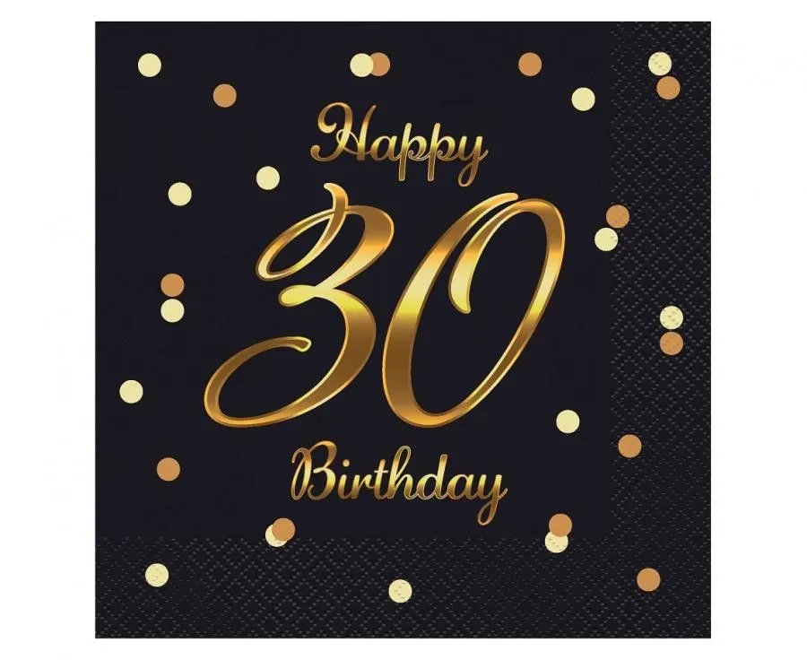 Happy Birthday 30 B&C Black-Gold szalvéta 20 db-os 33x33 cm Vedd meg most