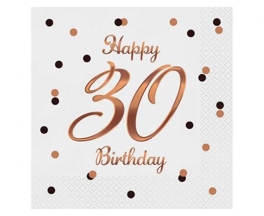 Happy Birthday 30 B&C White szalvéta 20 db-os 33x33 cm Ajánlat