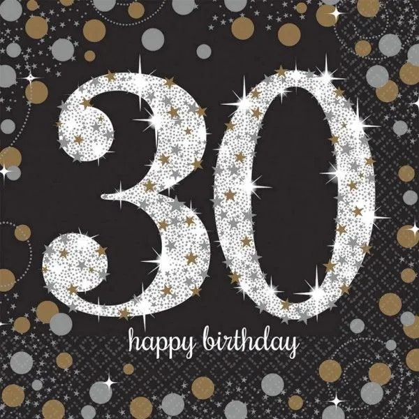 Biztonságos fizetés Happy Birthday 30 Gold szalvéta 16 db-os 33x33 cm