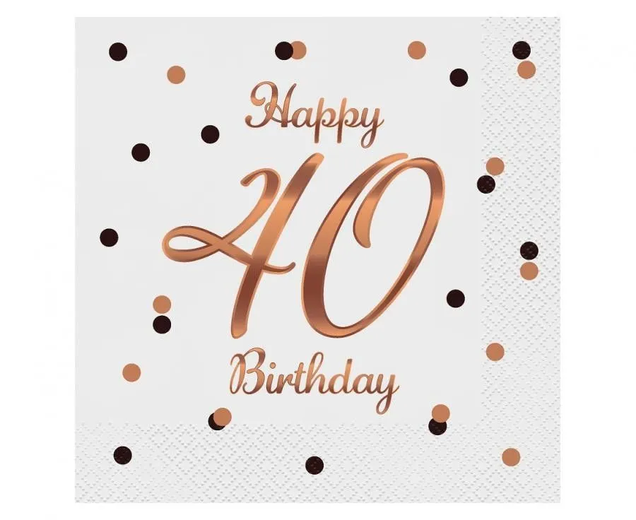 Happy Birthday 40 B&C White szalvéta 20 db-os 33x33 cm Olcsó