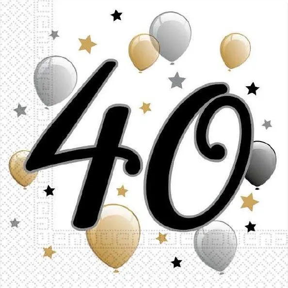 Happy Birthday 40 Milestone szalvéta 20 db-os 33x33 cm Azonnali szállítás