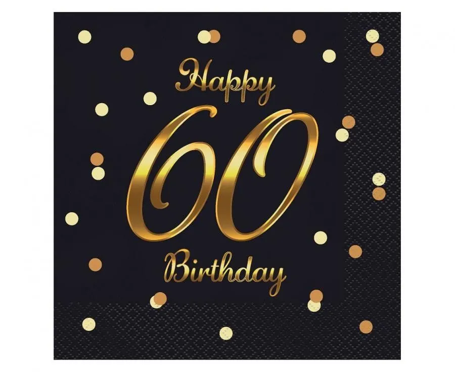 Outlet Happy Birthday 60 B&C Gold szalvéta 20 db-os 33x33 cm