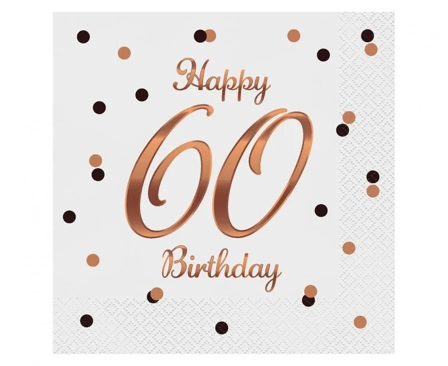 Happy Birthday 60 B&C White szalvéta 20 db-os 33x33 cm Legjobb ár