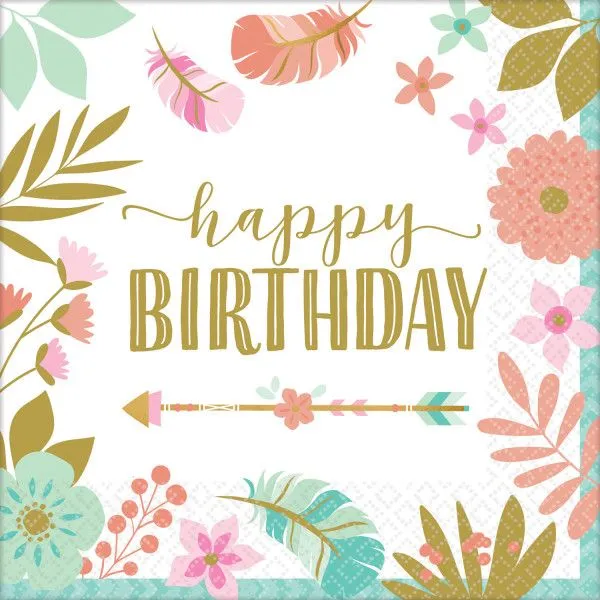 Happy Birthday Boho szalvéta 16 db-os 33x33 cm Ne maradj le