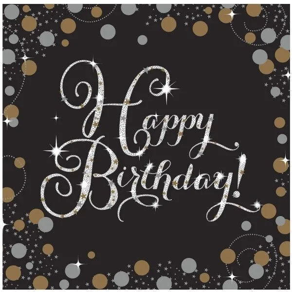 Happy Birthday Gold szalvéta 16 db-os 33x33 cm Népszerű