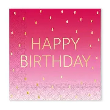 Happy Birthday Golden Pink szalvéta 20 db-os 33x33 cm FSC Szuper akció