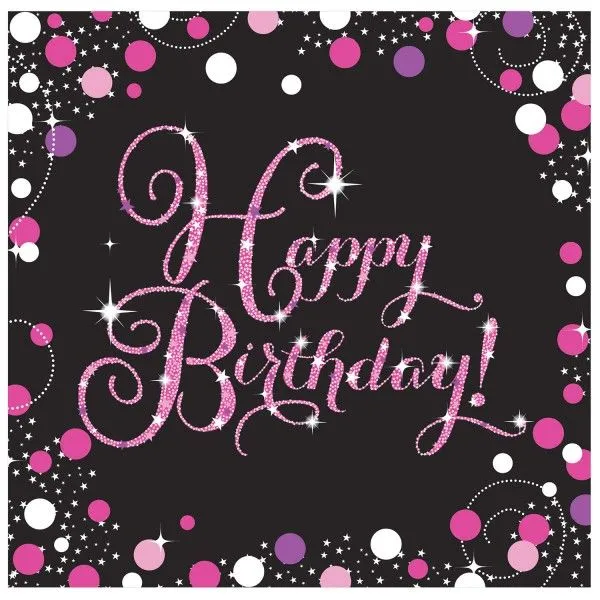 Biztonságos vásárlás Happy Birthday Pink szalvéta 16 db-os 33x33 cm