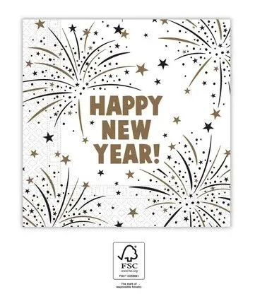 Happy New Year Flares szalvéta 20 db-os 33x33 cm FSC Gyors szállítás